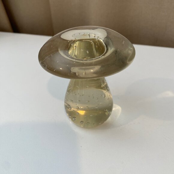 Vintage Glass Mushroom Paperweight‎ 3.5” Handcrafted Controlled Bubbles - Picture 3 of 7